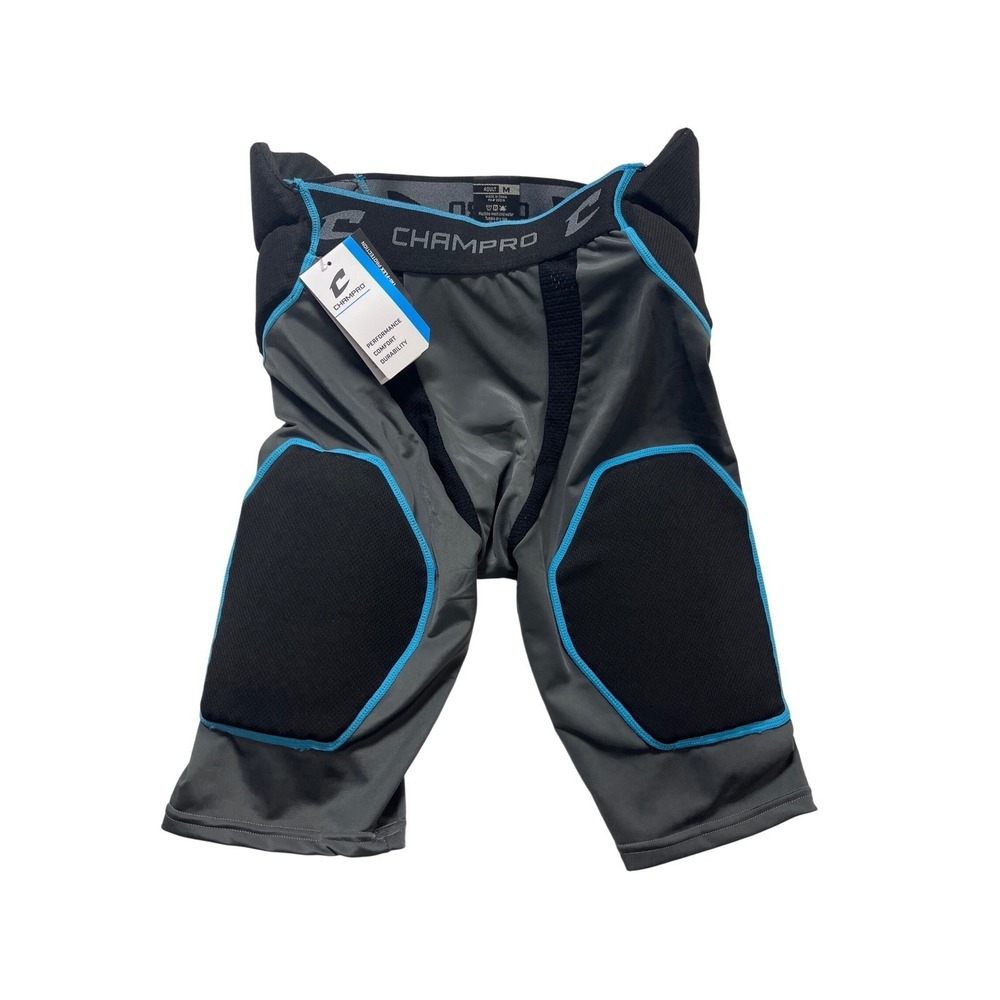 Champro Tri-Flex Padded Girdle Football Compression Shorts Gray Blue Men Med NWT